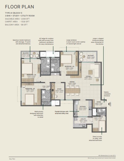 SOBHA TRIVANDRUM FLOOR PLAN TYPE A BLOCK 1